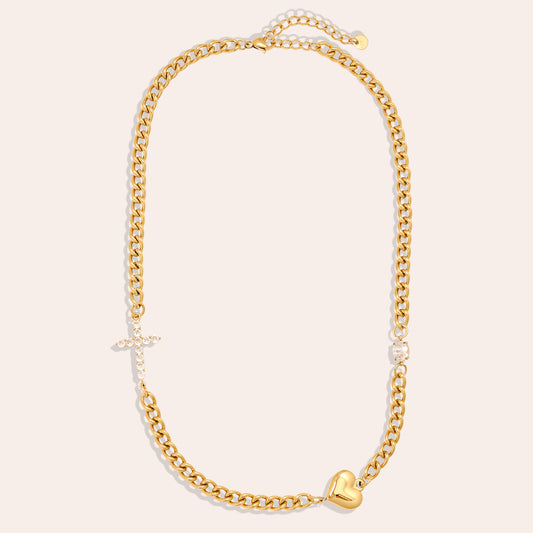 Kreuz Herz Gold Halskette