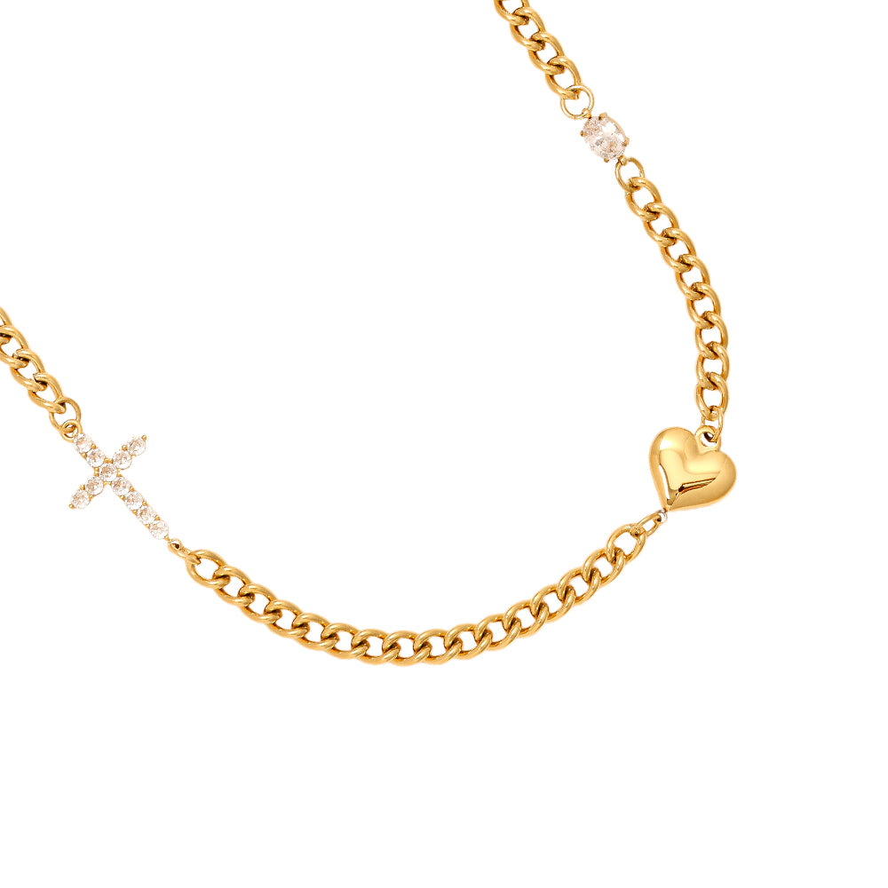 Kreuz Herz Gold Halskette