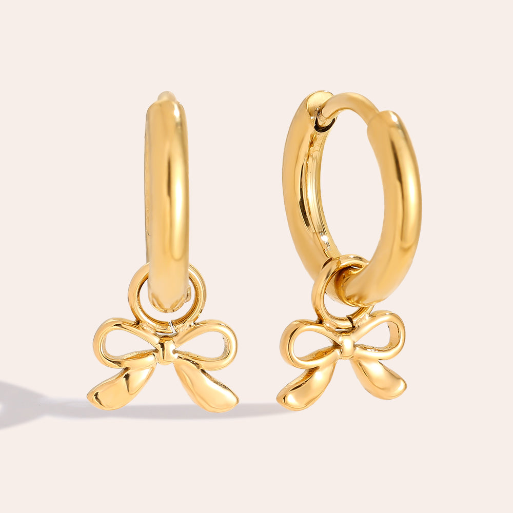 Gold Schleifen Edelstahl Ohrringe