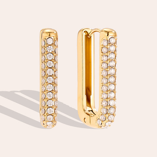 Diamond Oval Hoop Edelstahl Creolen groß