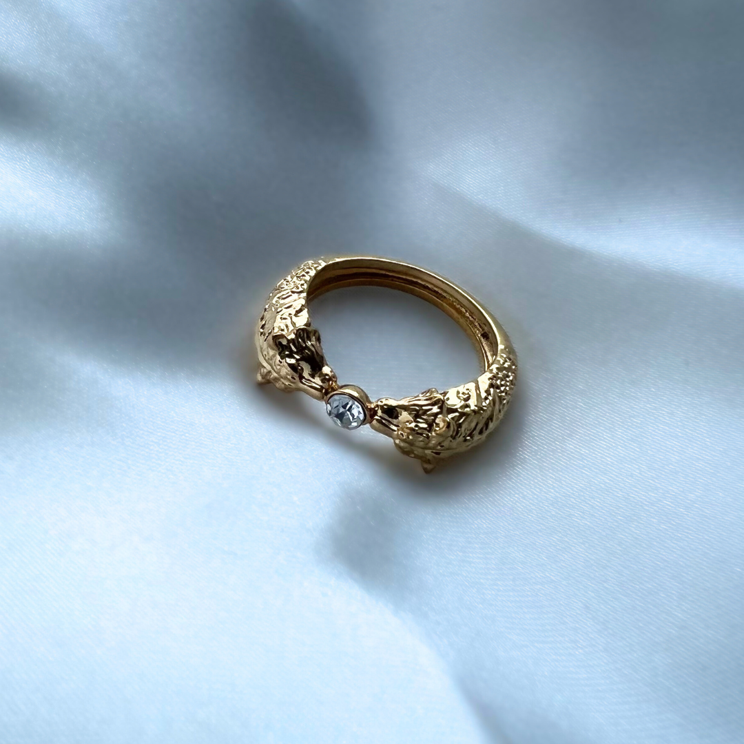Leopard Ring Edelstahl Gold