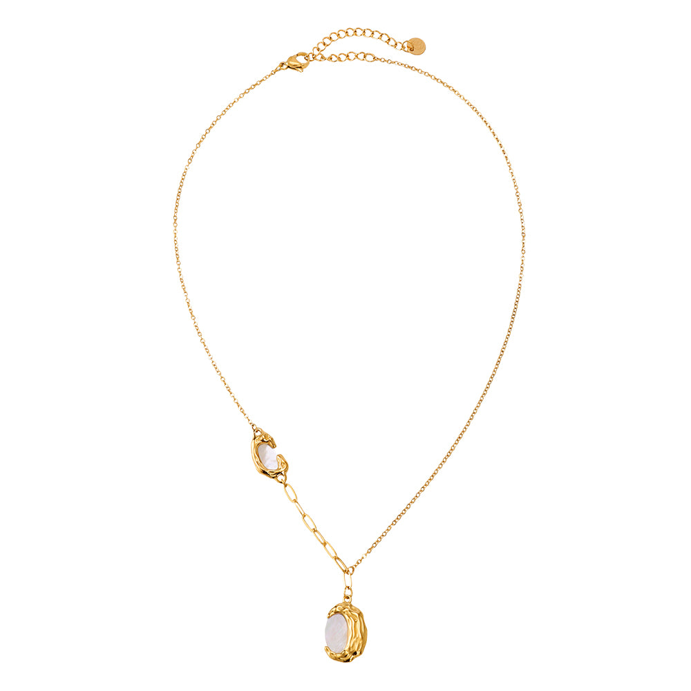 Perlmutt Edelstahl Halskette