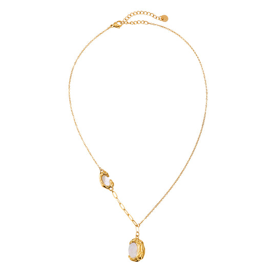 Perlmutt Edelstahl Halskette