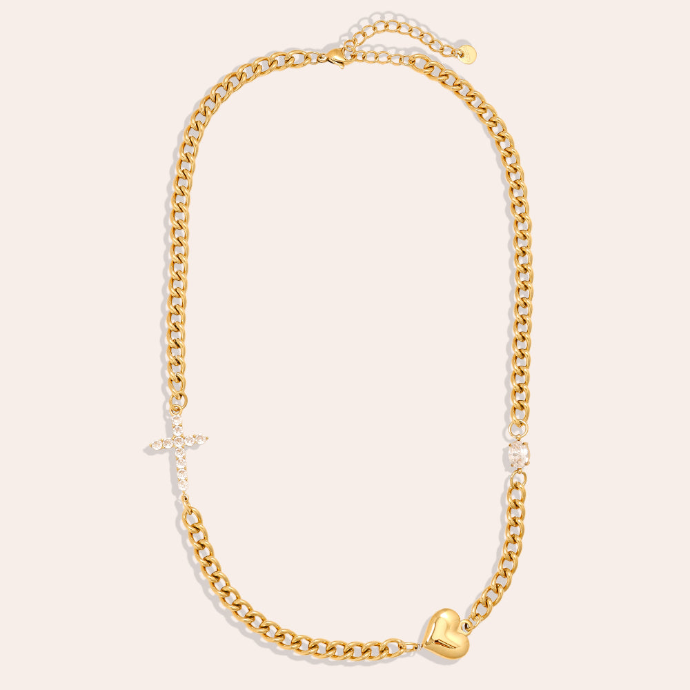 Kreuz Herz Gold Halskette