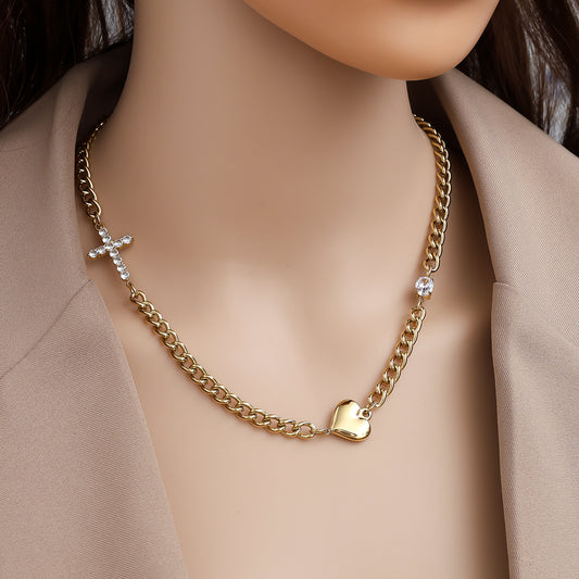 Kreuz Herz Gold Halskette