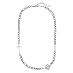 Kreuz Herz Halskette Silber