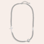 Kreuz Herz Halskette Silber