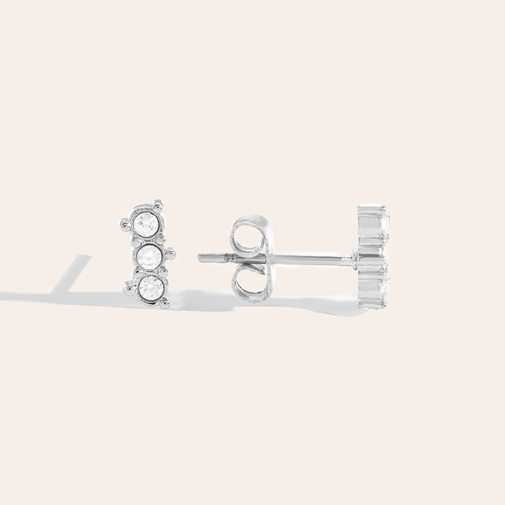 Diamond Dots Edelstahl Ohrstecker Silber