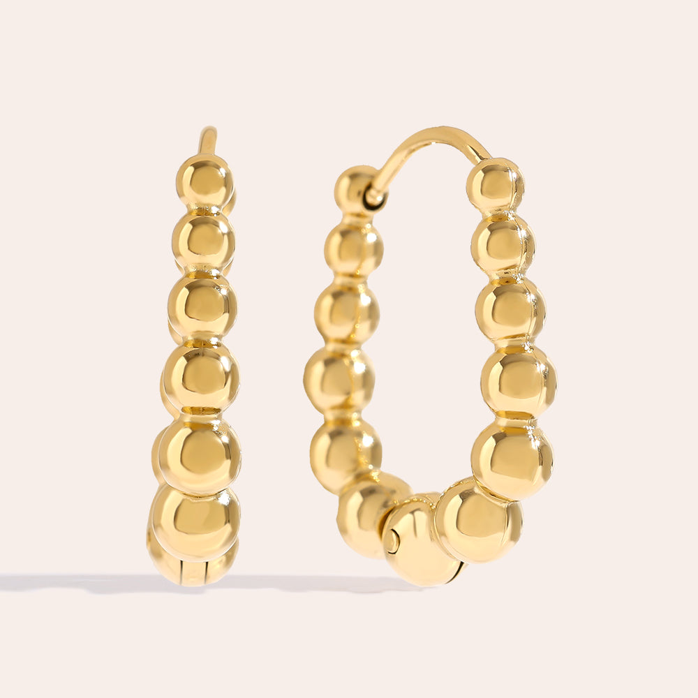 Ovale Dots Creolen Edelstahl Gold