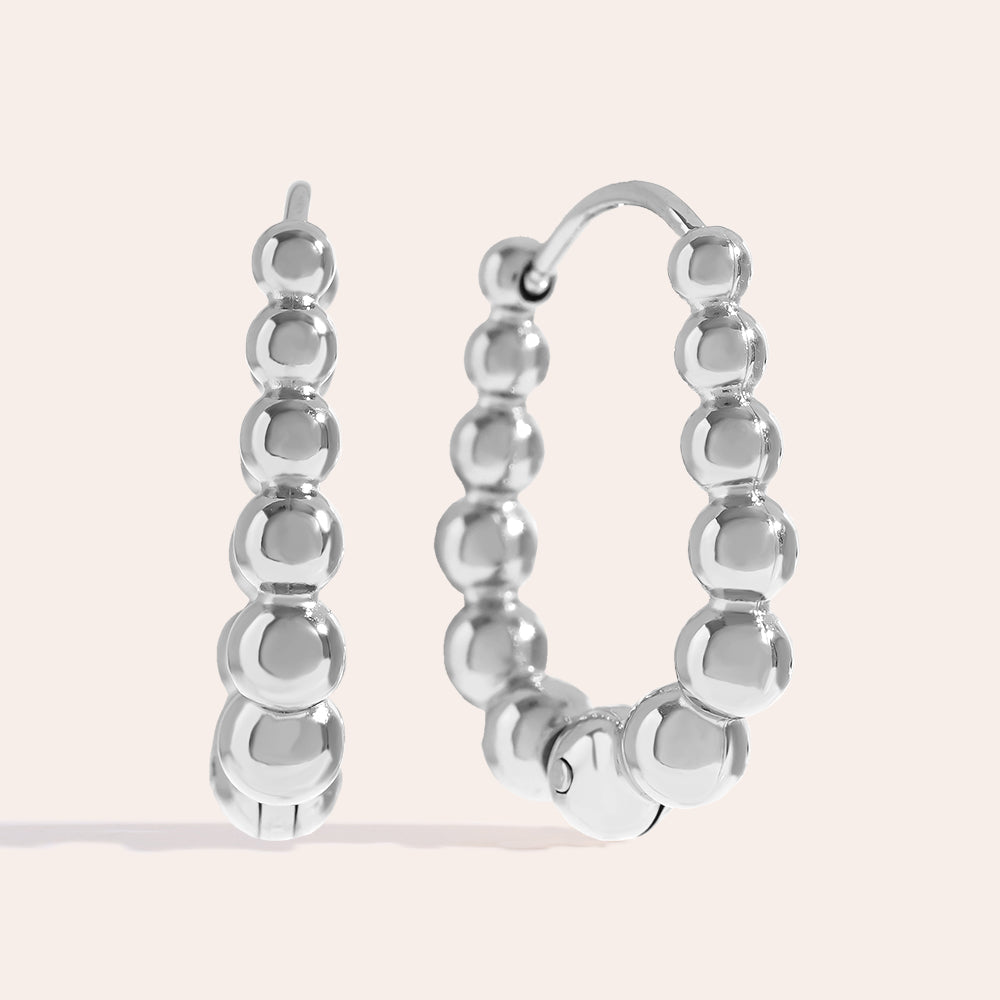 Ovale Dots Creolen Edelstahl Silber