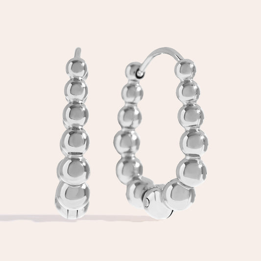 Ovale Dots Creolen Edelstahl Silber