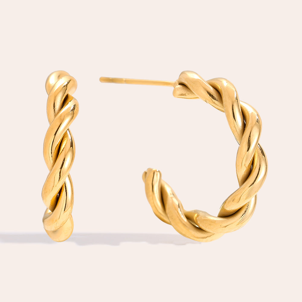 Elegante Twirl Gold Edelstahl Ohrringe