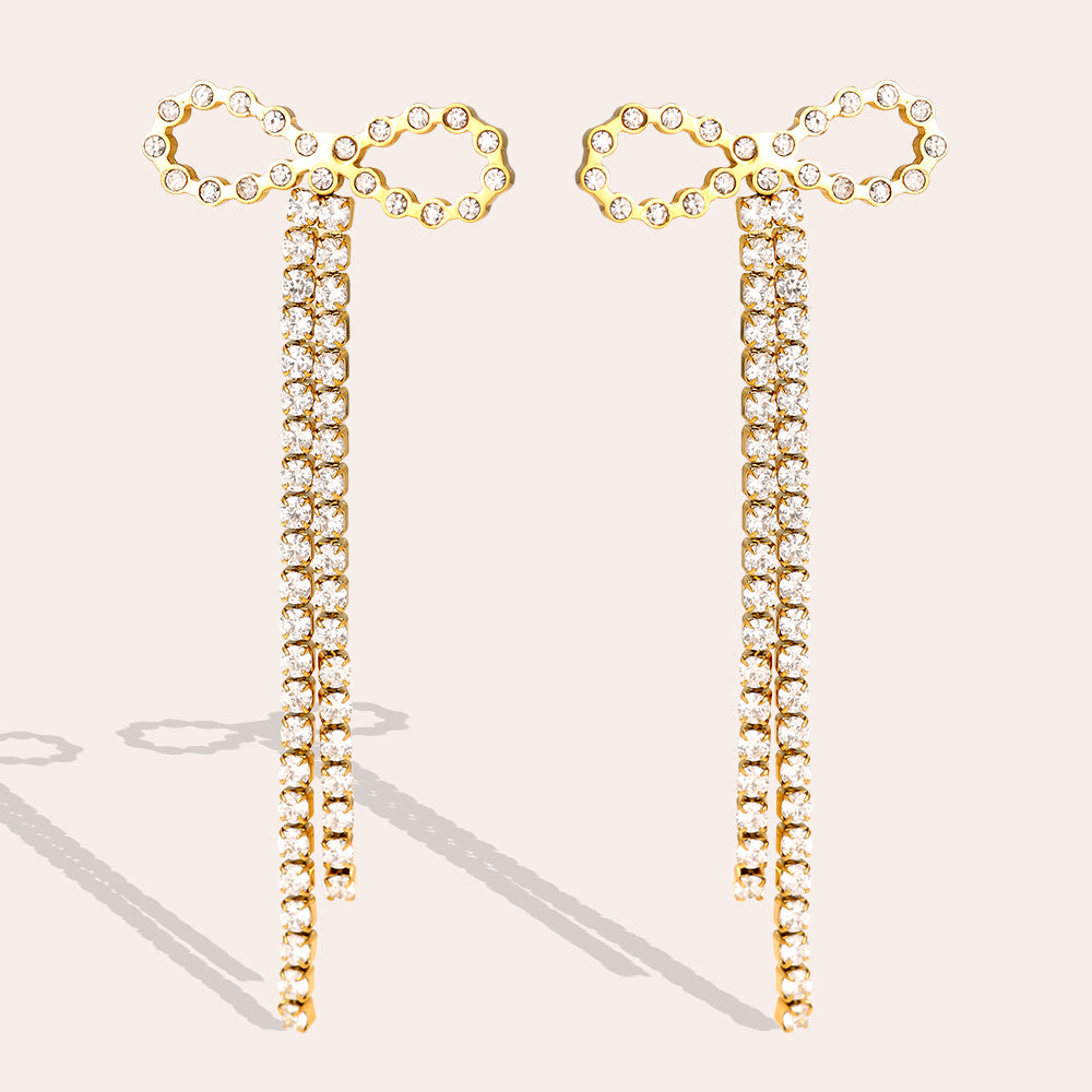 Schleifen Gold Edelstahl Ohrringe