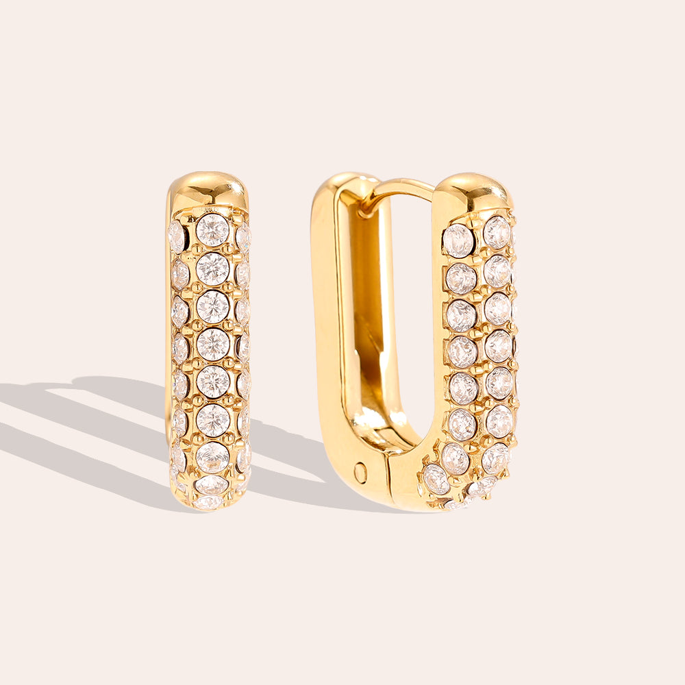 Diamond Oval Hoop Edelstahl Creolen klein