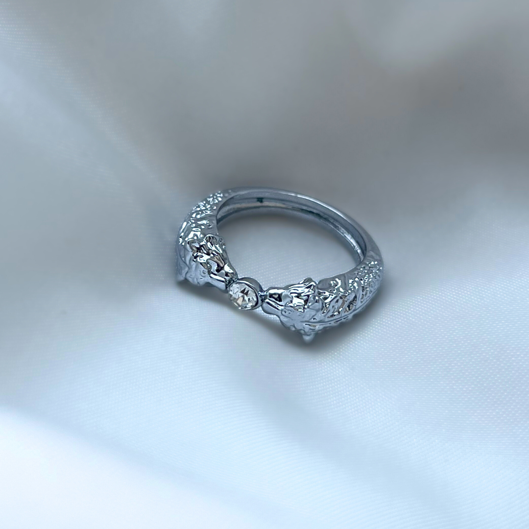 Leopard Ring Edelstahl Silber