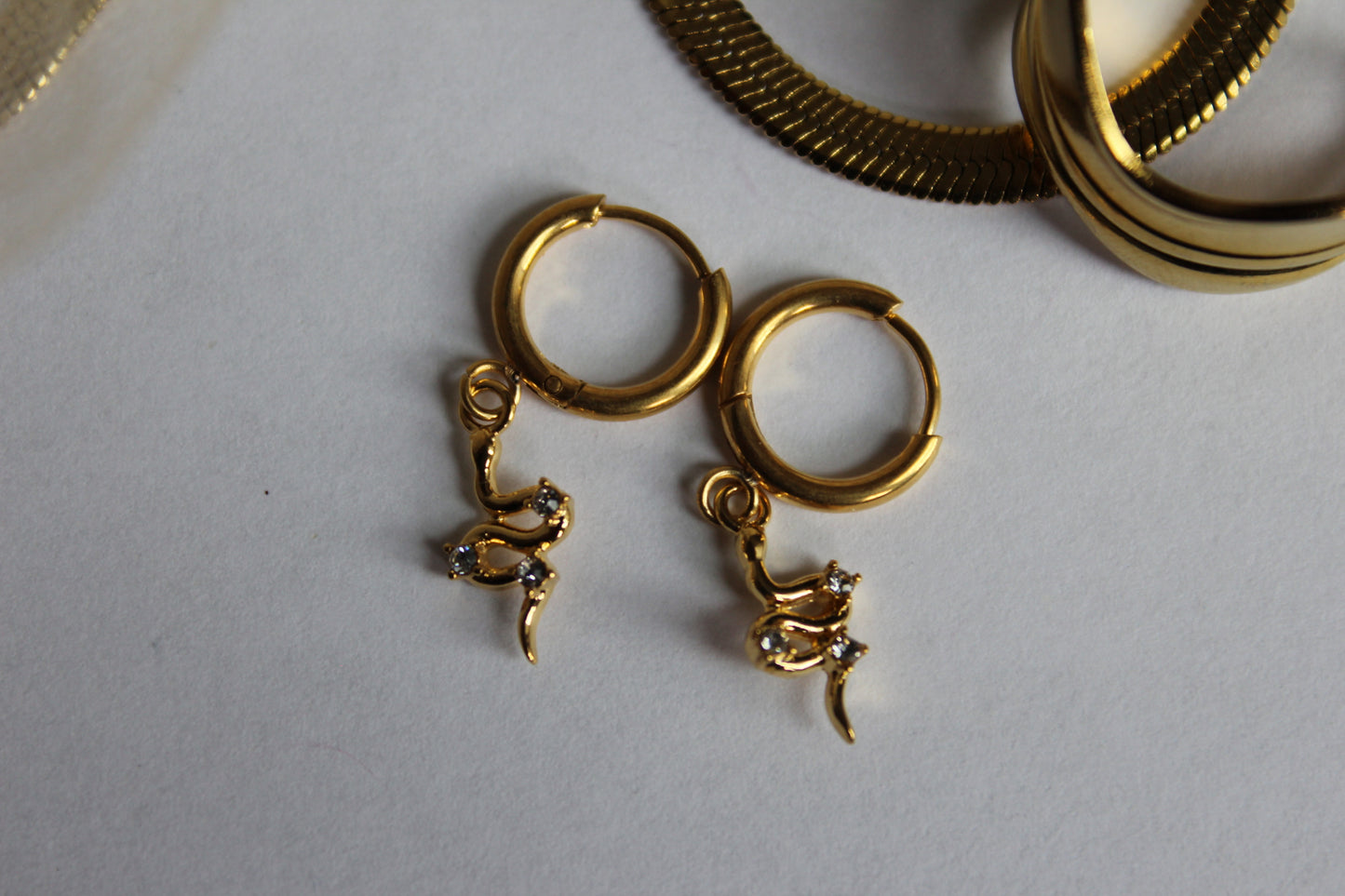 Schlange Gold Edelstahl Ohrringe